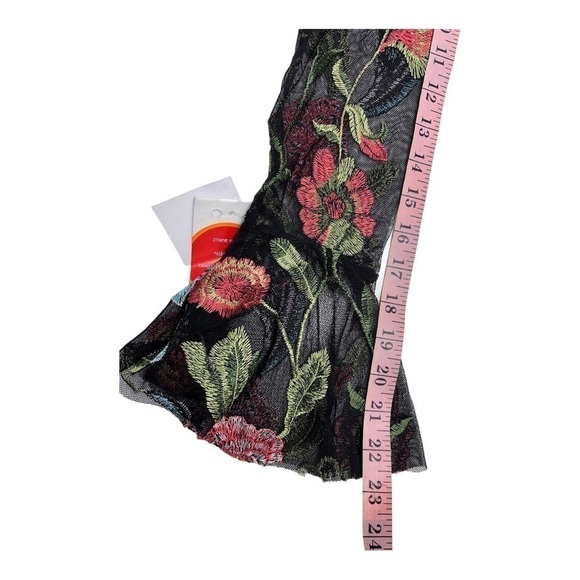 Piano C Top Shirt S Black Sheer Flower Embroidered Bell Sleeve NWT Whimsigoth - Picture 12 of 12